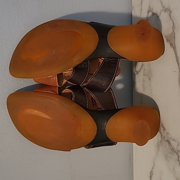 Think! Brown Burnt Orange Leather Sandals with Curved Straps EU 38 US 7.5 Boho - Picture 8 of 12